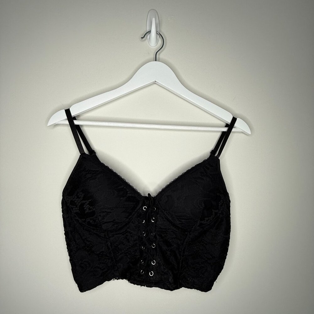 Sexy Black Lace Bustier Crop Top